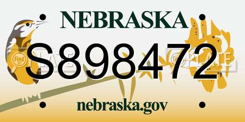 S898472 Nebraska License Plate
