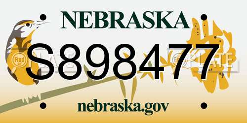 S898477 Nebraska License Plate
