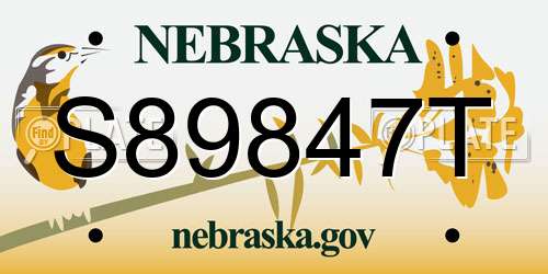 S89847T Nebraska License Plate