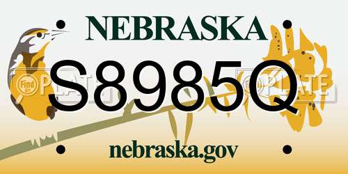 S8985Q Nebraska License Plate