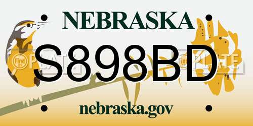 S898BD Nebraska License Plate
