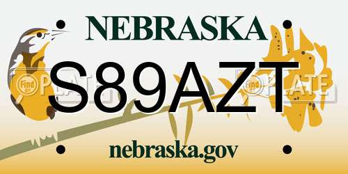 S89AZT Nebraska License Plate