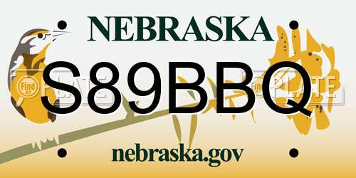 S89BBQ Nebraska License Plate