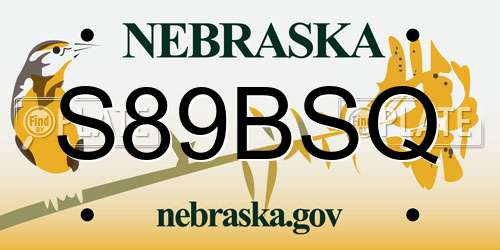 S89BSQ Nebraska License Plate