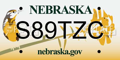 S89TZC Nebraska License Plate
