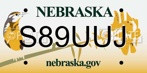 S89UUJ Nebraska License Plate