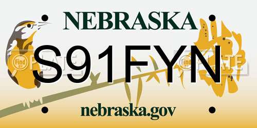 S91FYN Nebraska License Plate