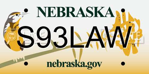 S93LAW Nebraska License Plate