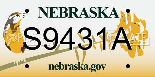 S9431A Nebraska License Plate