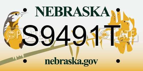 S9491T Nebraska License Plate
