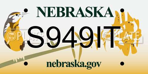S949IT Nebraska License Plate