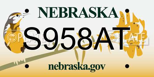 S958AT Nebraska License Plate
