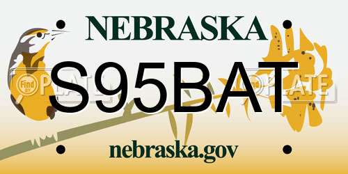 S95BAT Nebraska License Plate