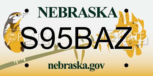 S95BAZ Nebraska License Plate