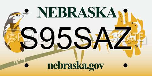 S95SAZ Nebraska License Plate