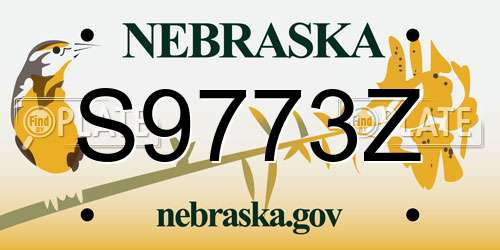 S9773Z Nebraska License Plate
