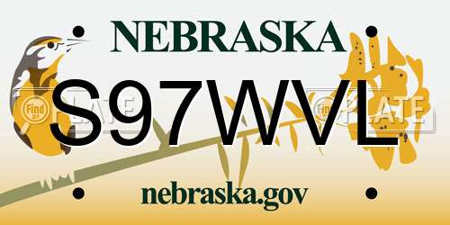 S97WVL Nebraska License Plate