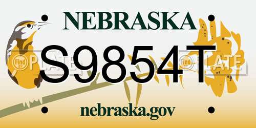 S9854T Nebraska License Plate