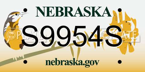 S9954S Nebraska License Plate
