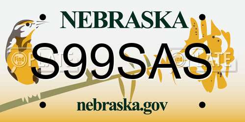 S99SAS Nebraska License Plate
