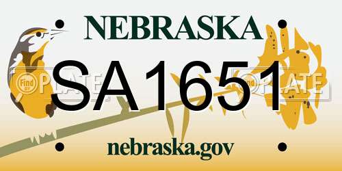SA1651 Nebraska License Plate