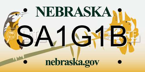 SA1G1B Nebraska License Plate
