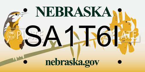 SA1T6I Nebraska License Plate