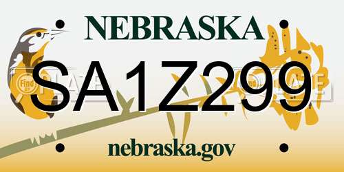 SA1Z299 Nebraska License Plate