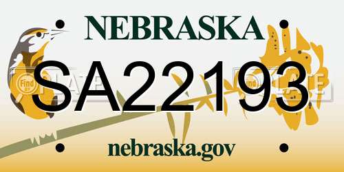 SA22193 Nebraska License Plate