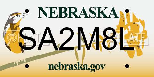 SA2M8L Nebraska License Plate