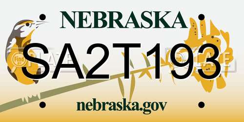 SA2T193 Nebraska License Plate