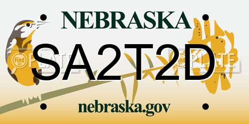 SA2T2D Nebraska License Plate