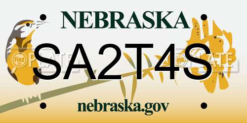 SA2T4S Nebraska License Plate