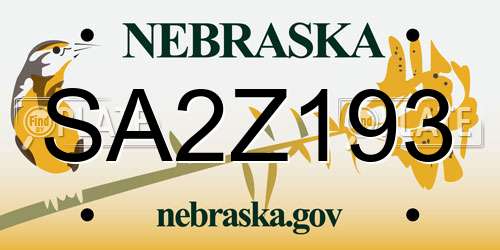 SA2Z193 Nebraska License Plate