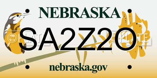 SA2Z2O Nebraska License Plate