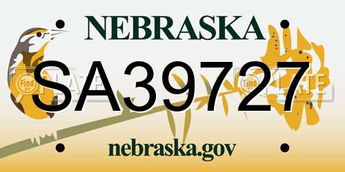 SA39727 Nebraska License Plate