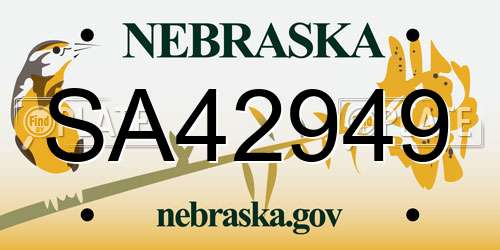 SA42949 Nebraska License Plate