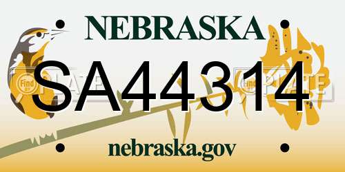 SA44314 Nebraska License Plate