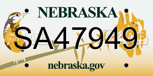 SA47949 Nebraska License Plate