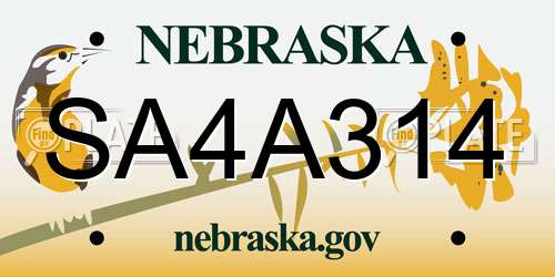 SA4A314 Nebraska License Plate