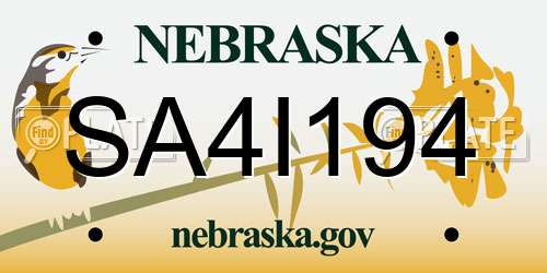 SA4I194 Nebraska License Plate