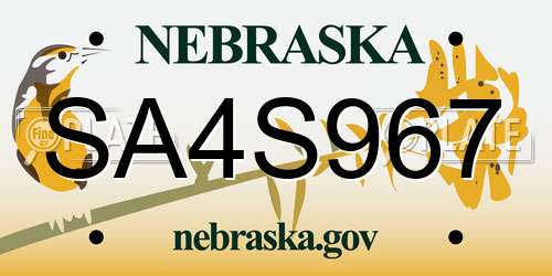 SA4S967 Nebraska License Plate