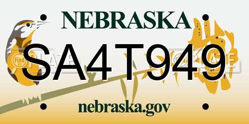 SA4T949 Nebraska License Plate