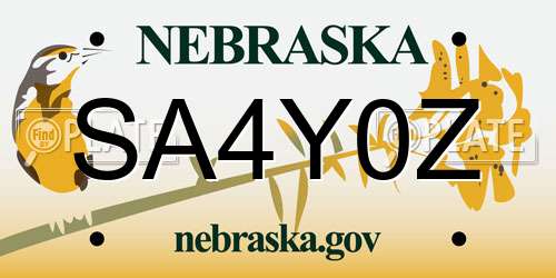 SA4Y0Z Nebraska License Plate