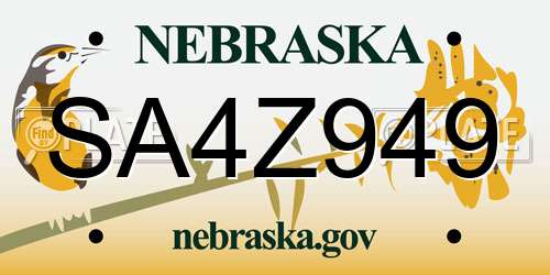SA4Z949 Nebraska License Plate