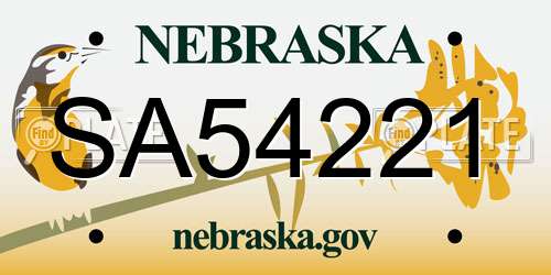 SA54221 Nebraska License Plate