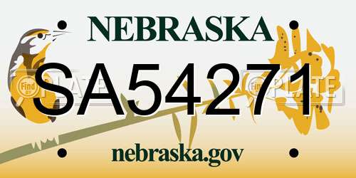 SA54271 Nebraska License Plate