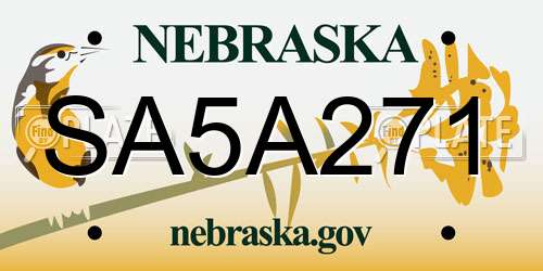 SA5A271 Nebraska License Plate