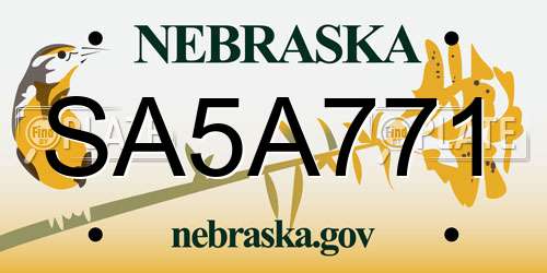 SA5A771 Nebraska License Plate