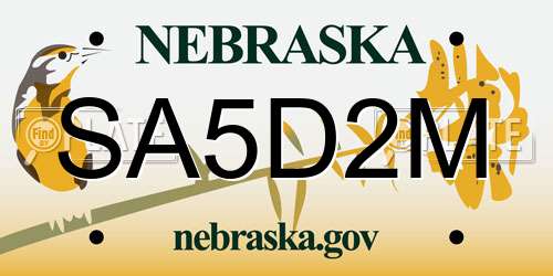 SA5D2M Nebraska License Plate